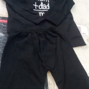 Mom Dad Plus Love Printed T Shirt And Bottom Black Size 6 To 12 Month