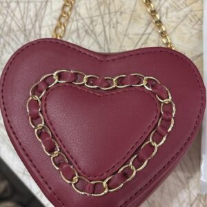 Suave Bags Red Vegan Leather Embellished Mini Bag Heart Shape