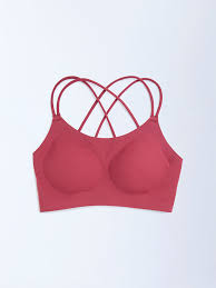 Red Color Cross Strap Padded Bra For Women Size 30