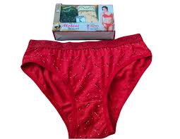 Red Printed Panty For Women Size L