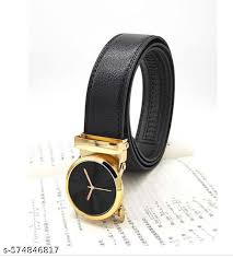 Classic Mens Leather Belt With Watch Buckle Stylish And Functional